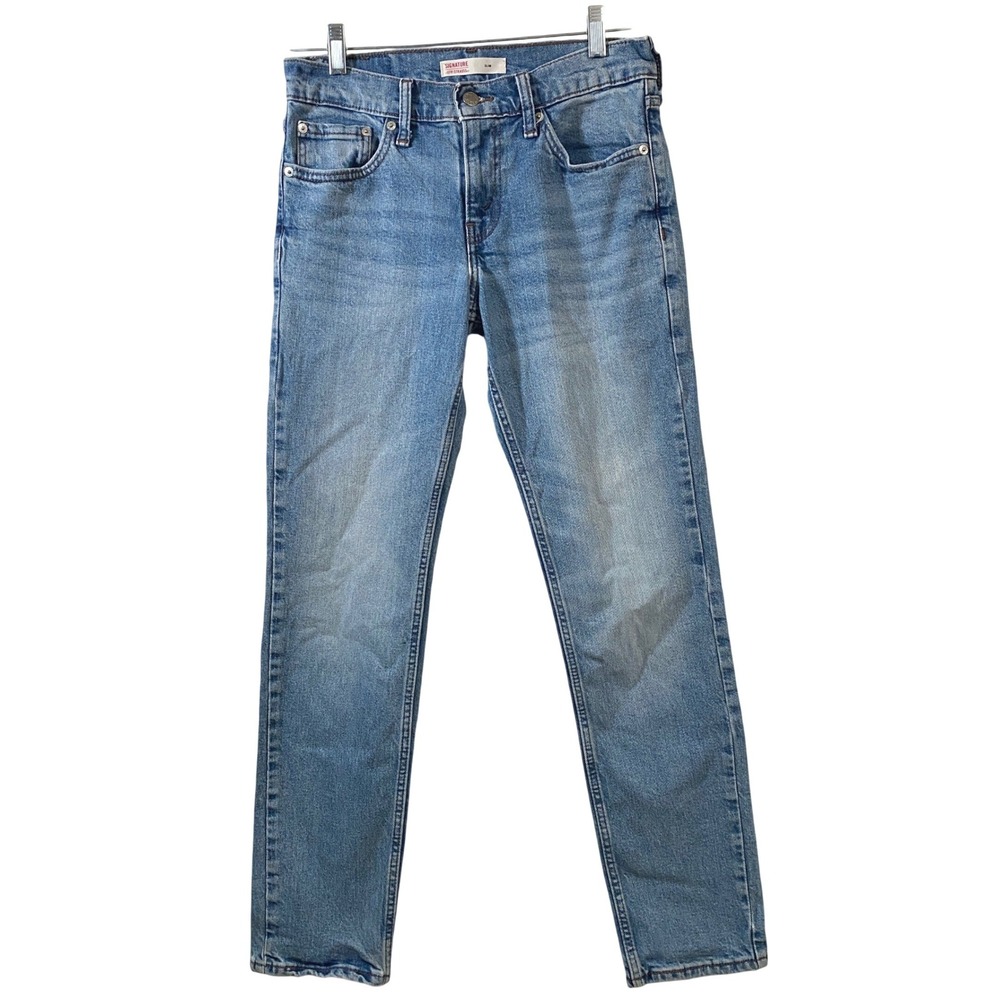 Signature by Levi Strauss Men Slim Straight Jeans Medium Wash Blue W29 L30
